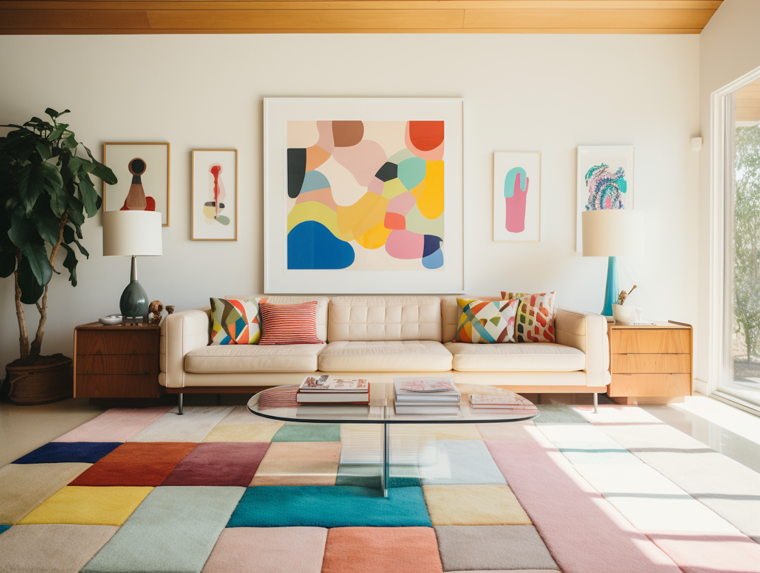 Vibrant Mid-Century Modern Living Room