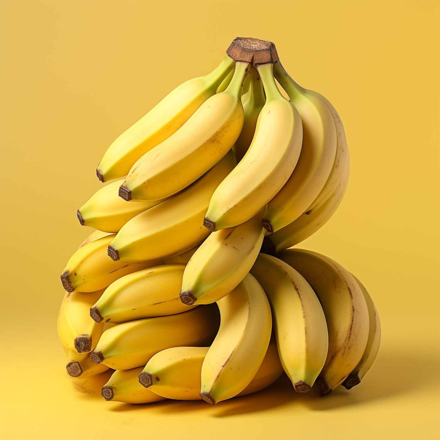 Ripe Banana Bunch on Yellow