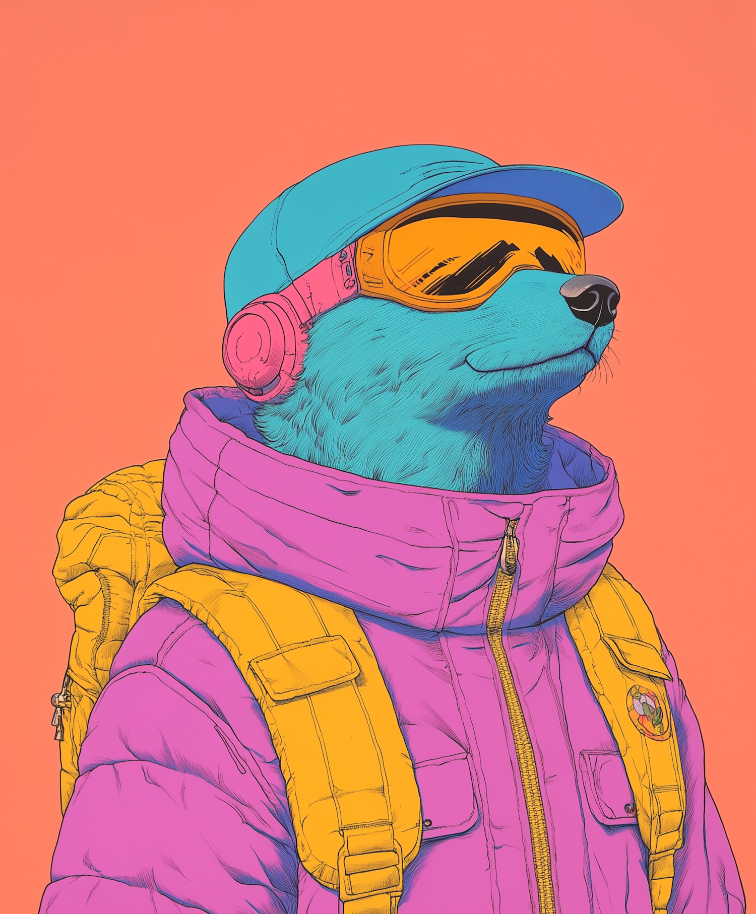 Stylized Anthropomorphic Bear in Outdoor Gear