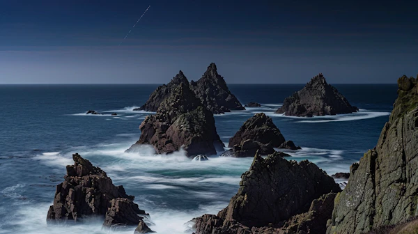 Dramatic Seascape with Jagged Rocks