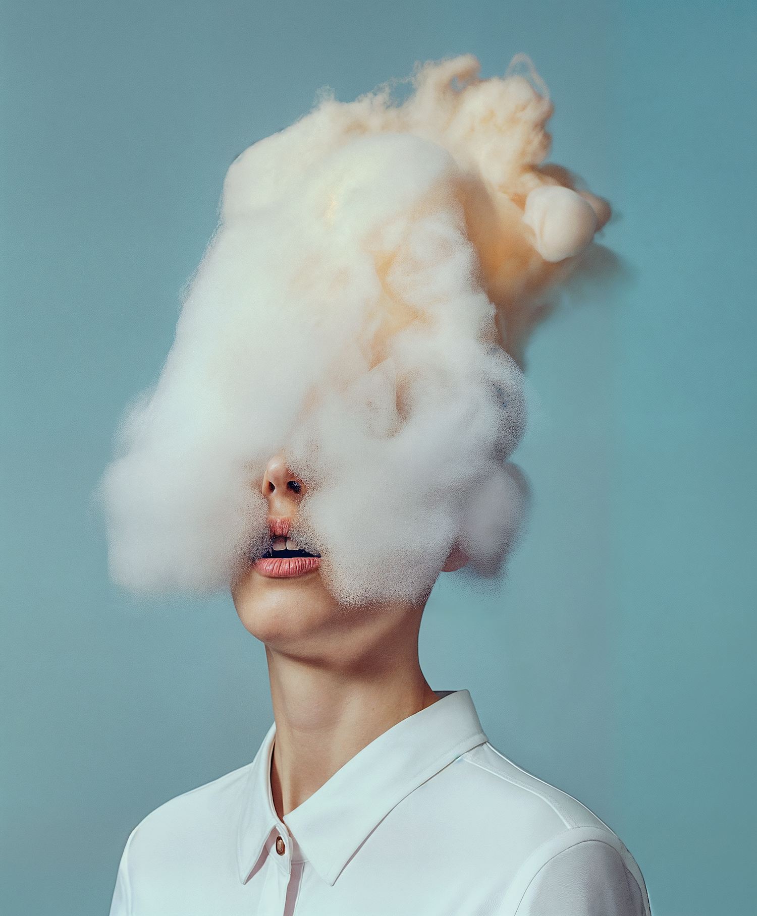 Surreal Cloud Headpiece Portrait