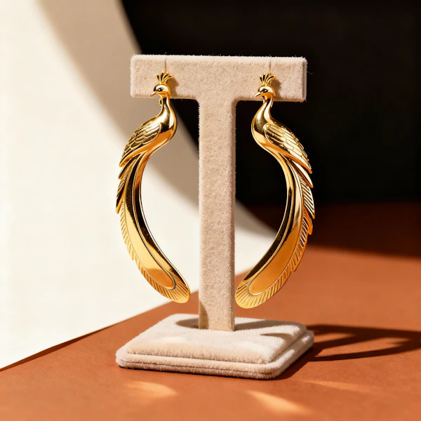 Golden Peacock Earrings