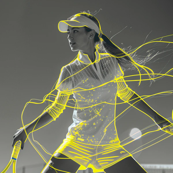 Glowing Tennis Player in Action