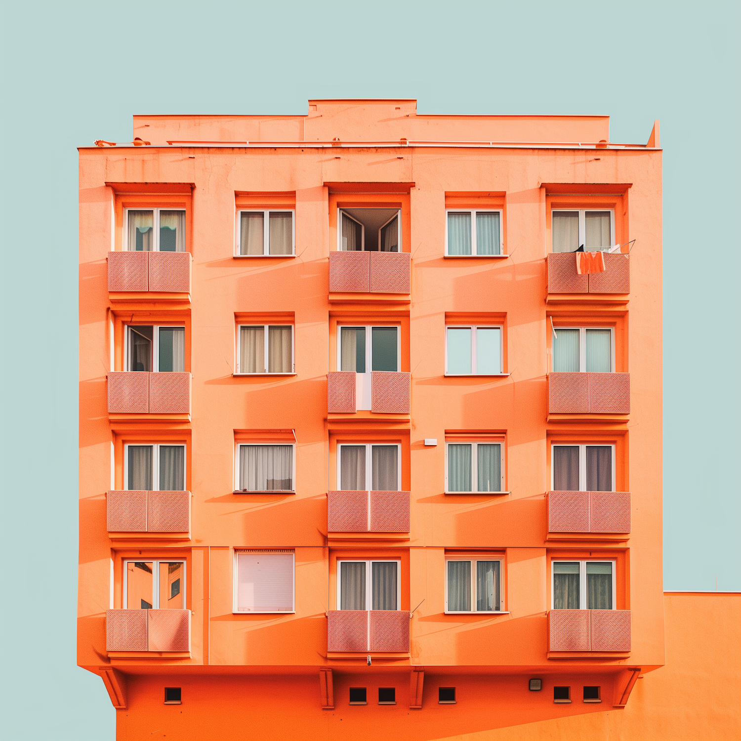 Vibrant Orange Apartment Building