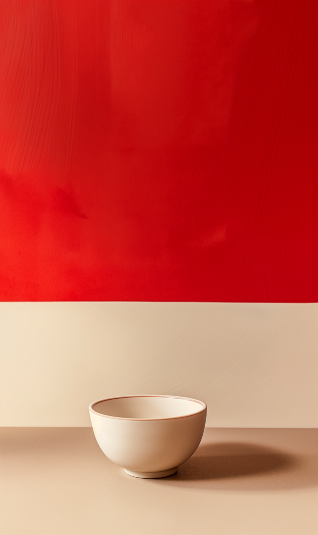 Minimalist Ceramic Bowl on Two-Tone Background