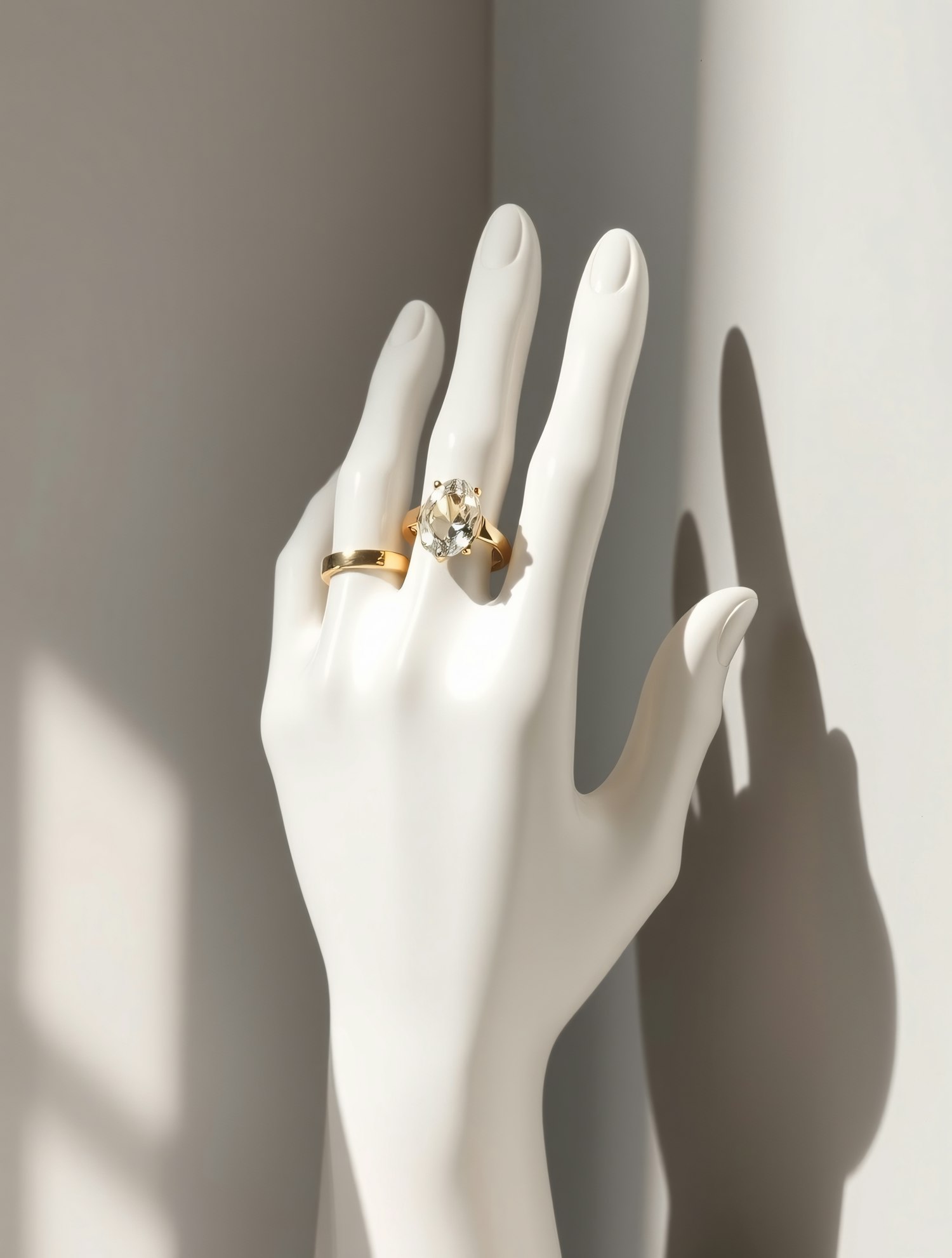 Elegant Mannequin Hand with Gold Rings