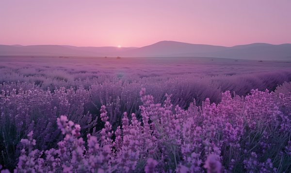 Tranquil Sunset over Lavender Field