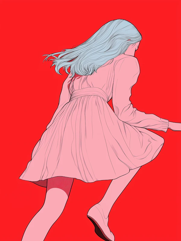 Dynamic Flowing Hair Illustration