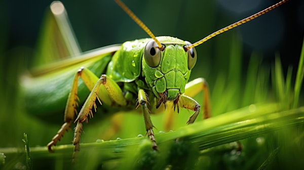 Green Grasshopper in its Habitat