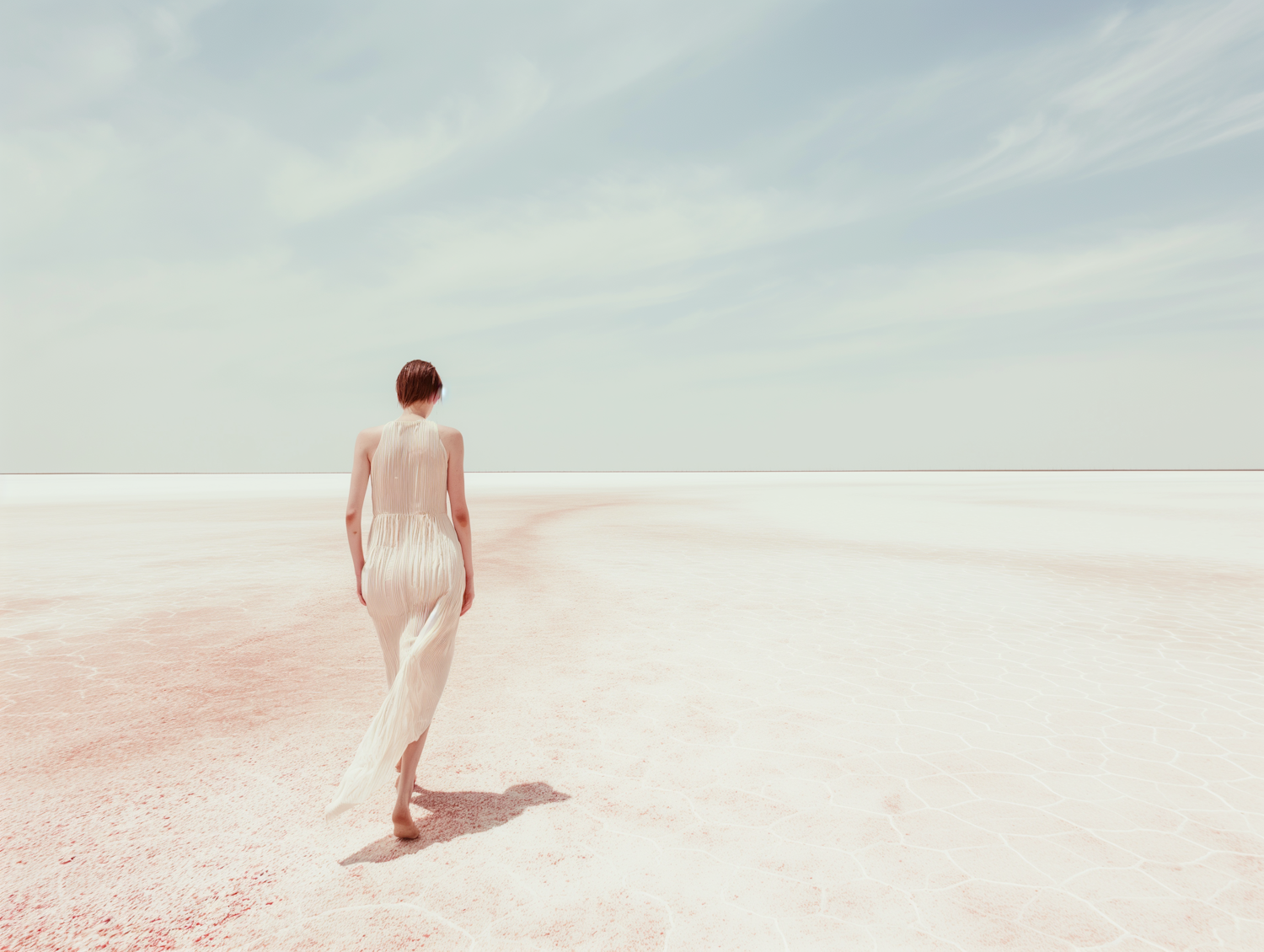 Solitary Figure in Salt Flats