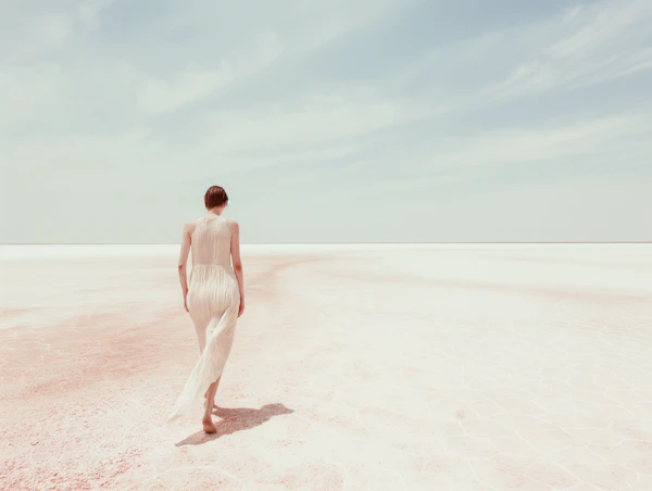 Solitary Figure in Salt Flats