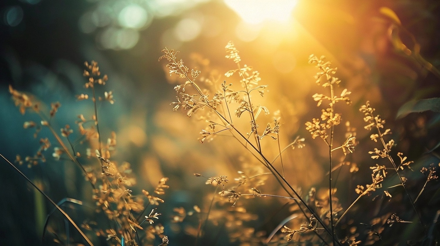 Serene Sunset with Wild Grasses