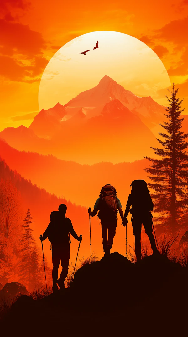 Hikers at Sunset