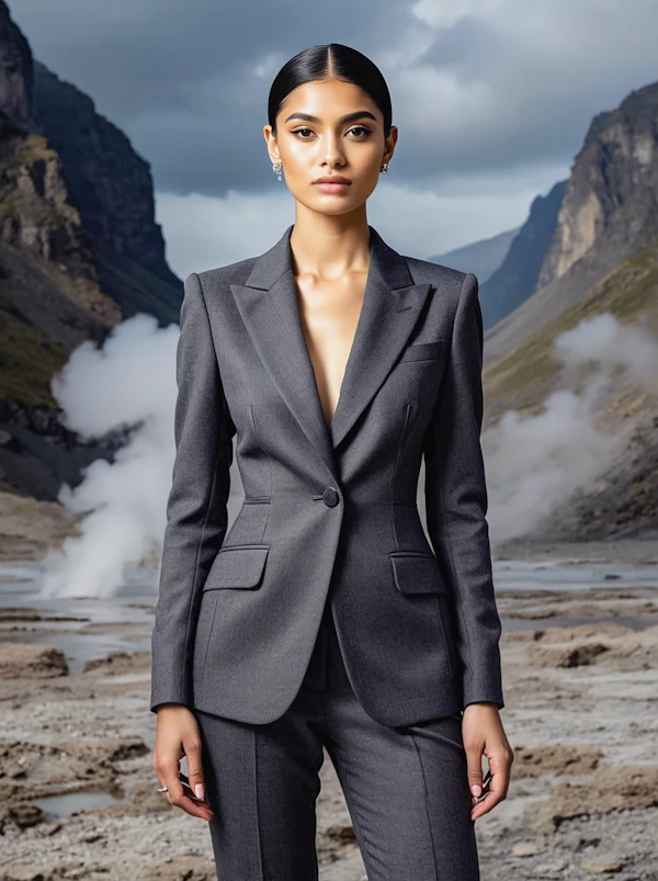 Woman in Dramatic Suit