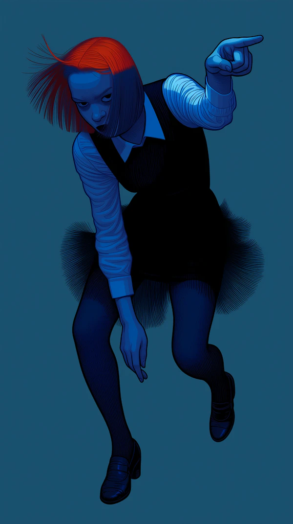 Dynamic Red-Haired Figure