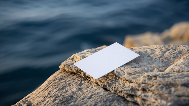 Blank Card on Rock by Water