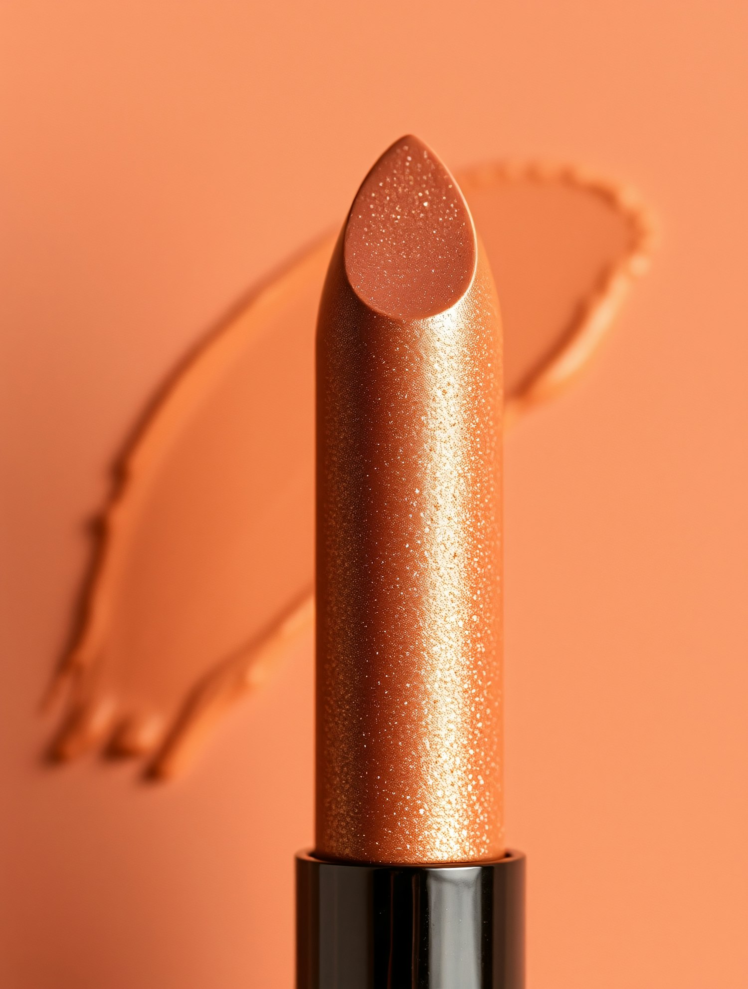 Shimmering Copper Lipstick Close-Up