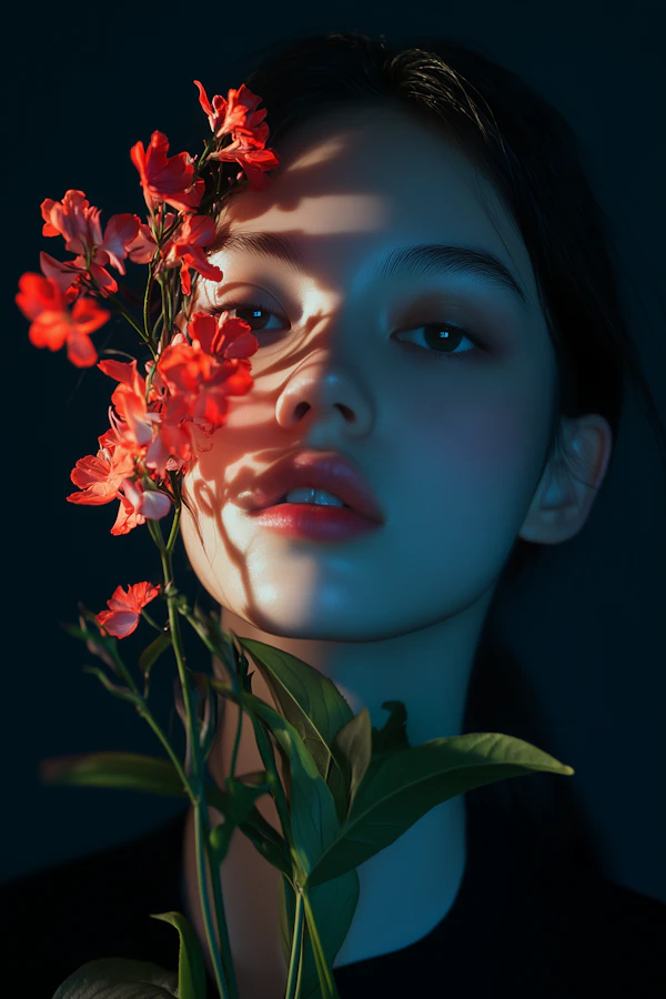 Portrait With Red Flower