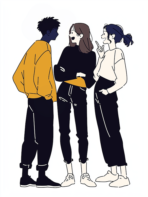 Stylized Character Conversation Illustration