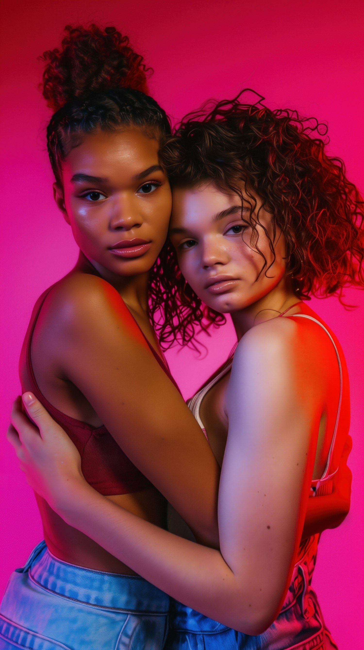 Embrace Against Vivid Colors