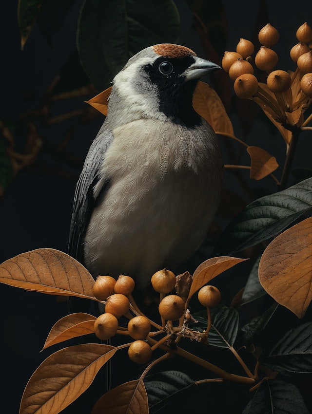 Close-Up of Bird Amongst Vibrant Plants