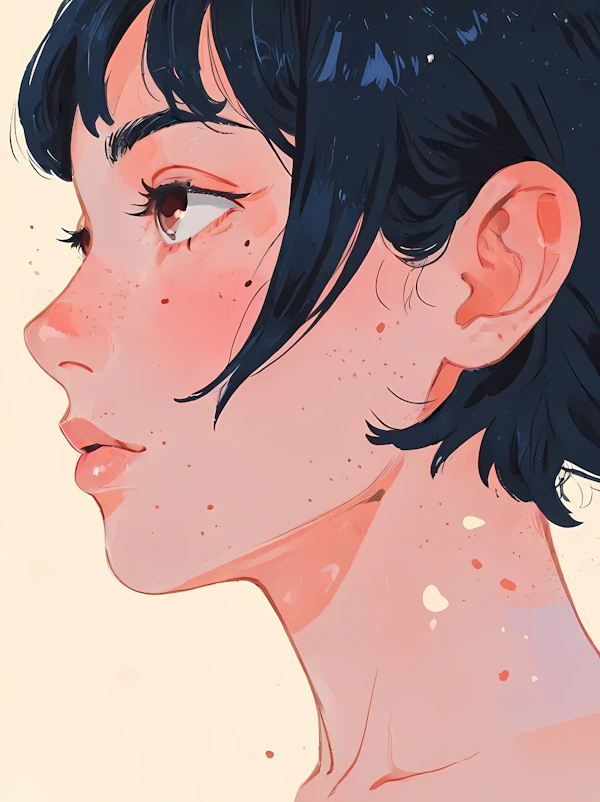 Side Profile Illustration of a Young Woman