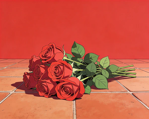 Red Roses on Tiles