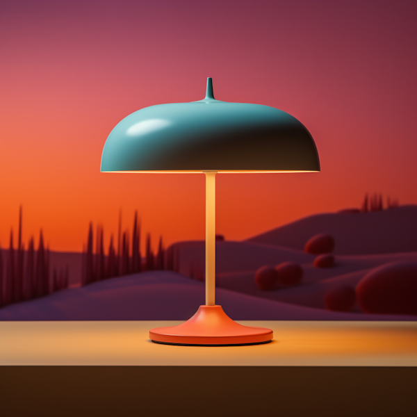 Sunset Mirage Modern Teal & Coral Table Lamp