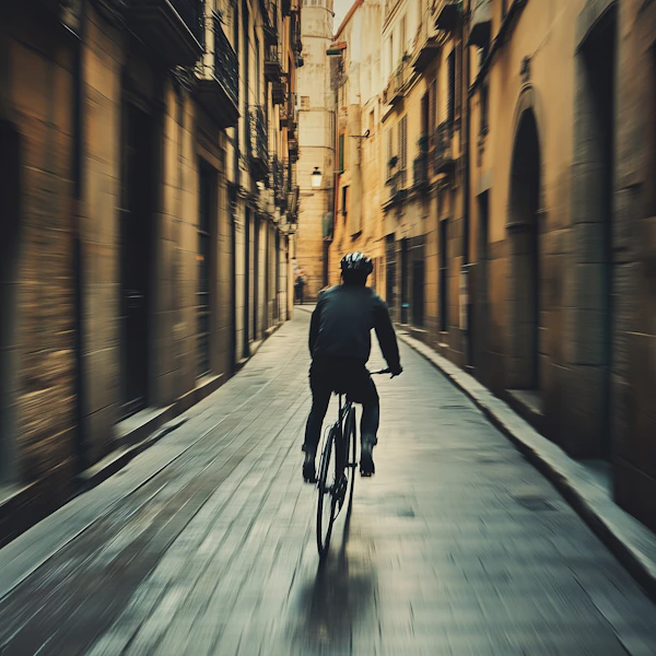Cyclist in Historic Street