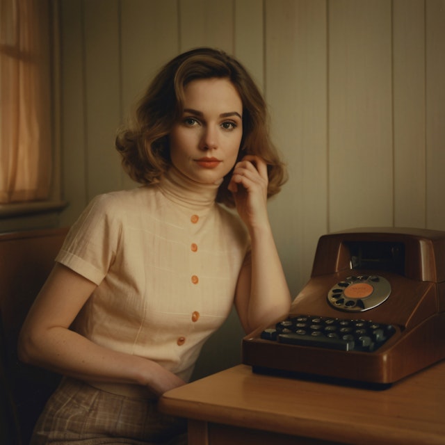 Woman with Vintage Telephone