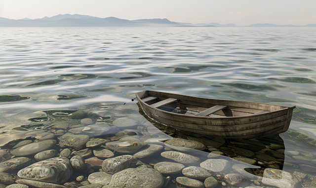 Serene Rowboat on Clear Water