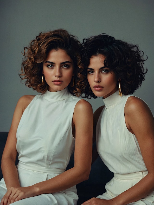 Twin Sisters in White Dresses