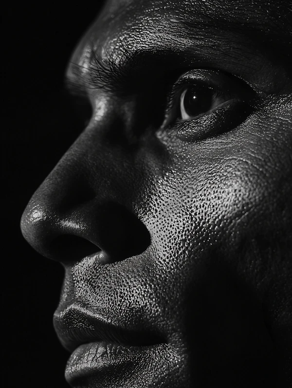 Close-up Black and White Portrait