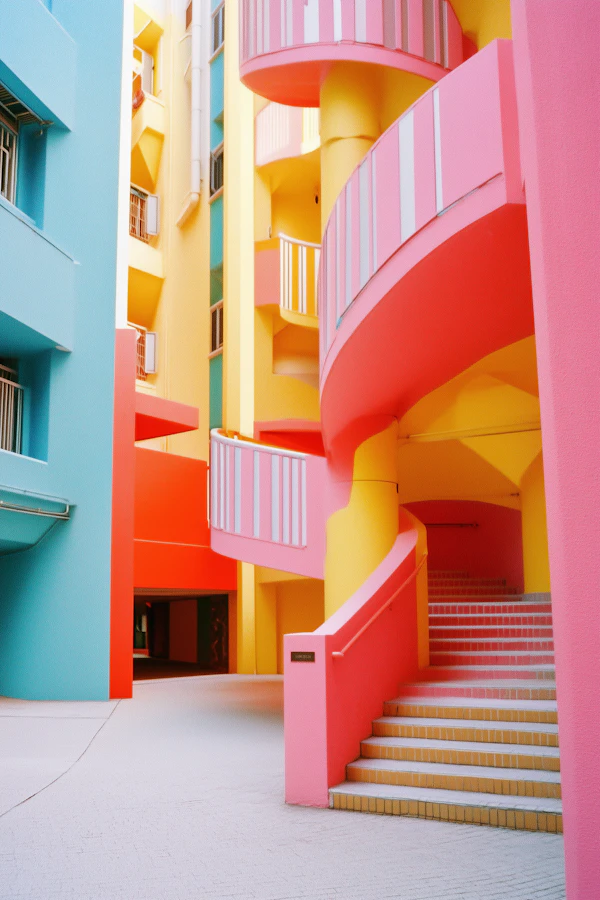 Vibrant Spiral Staircase