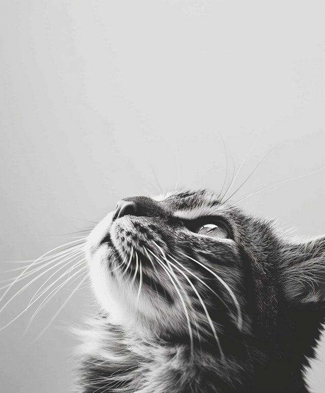 Monochrome Portrait of a Thoughtful Cat