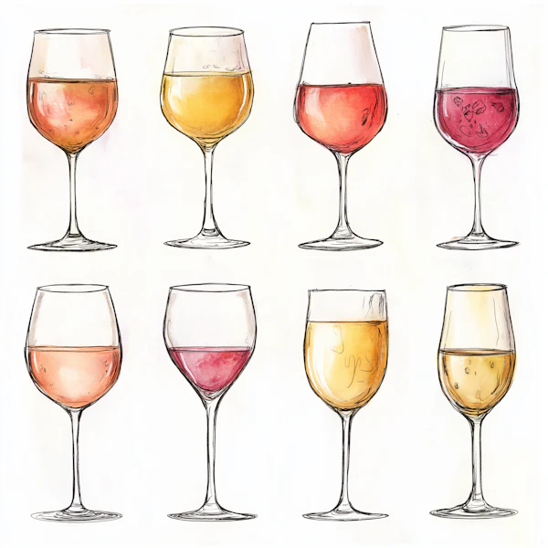Watercolor Wine Glasses