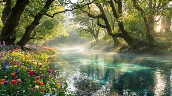 Serene Forest River Scene