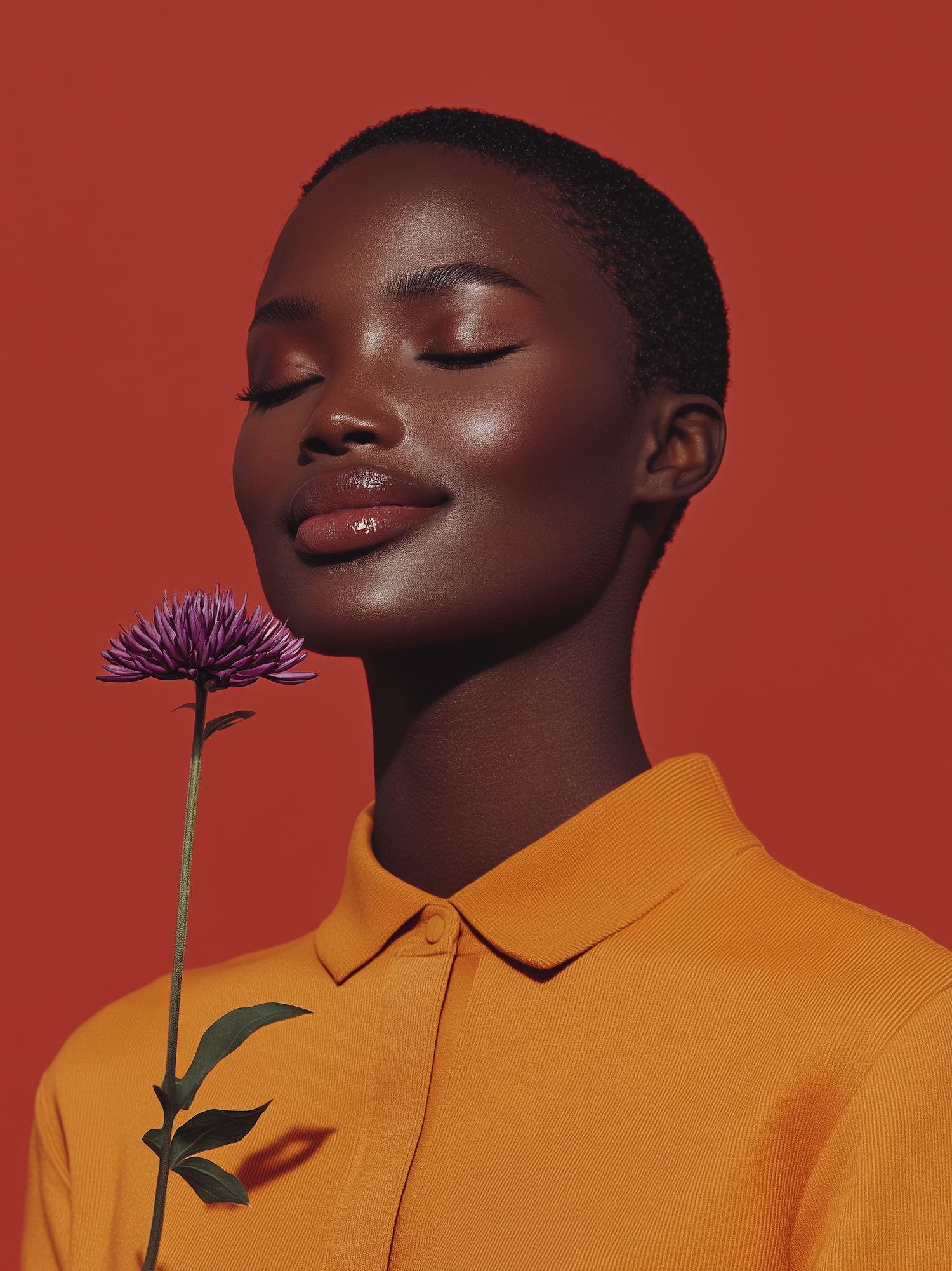 Serene Portrait with Flower