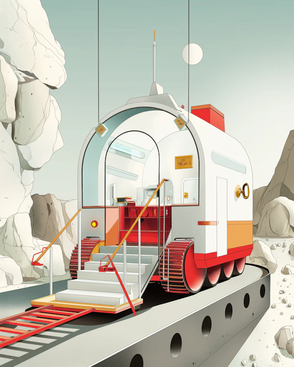 Futuristic Vehicle on Extraterrestrial Landscape