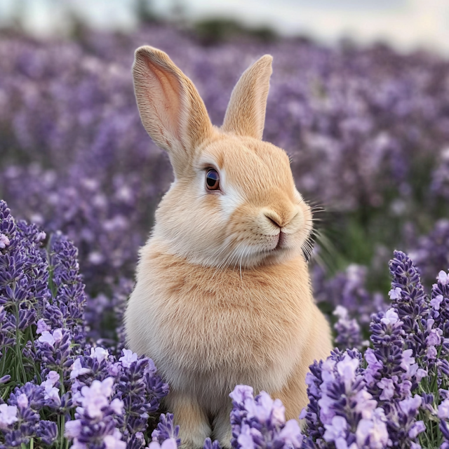 Rabbit in Lavender Field