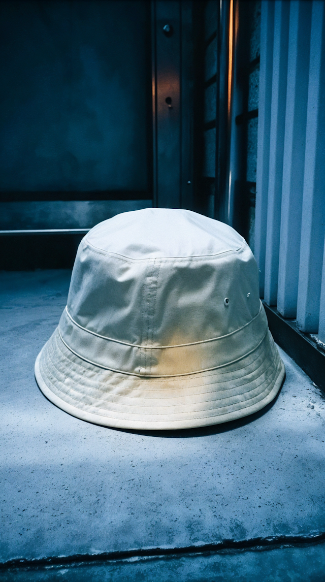 Beige Bucket Hat on Concrete