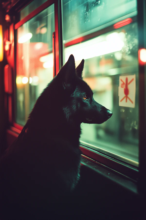 Contemplative Black Dog by the Window