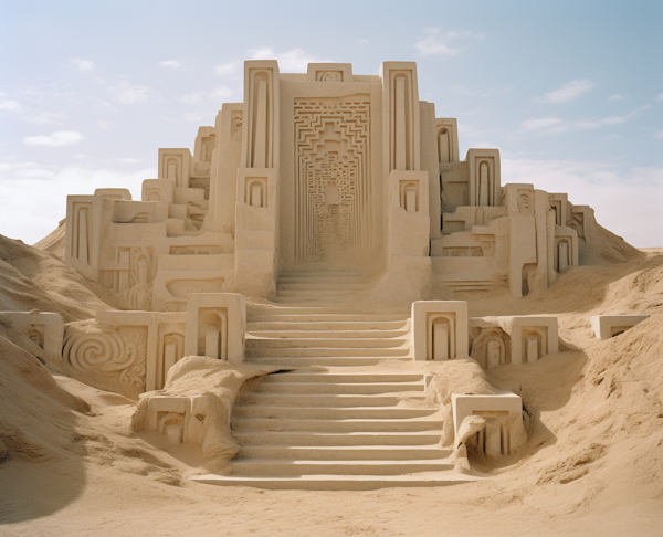 Sunlit Ziggurat Sand Sculpture