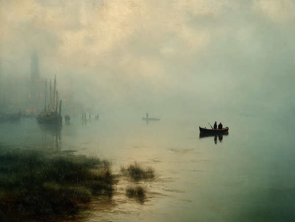 Foggy Lakeside Scene