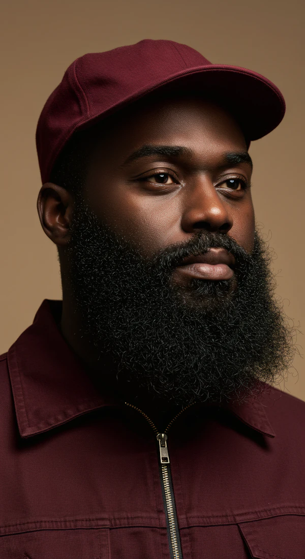 Portrait of a Bearded Man in Burgundy