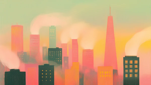 Dreamy Cityscape Sunset
