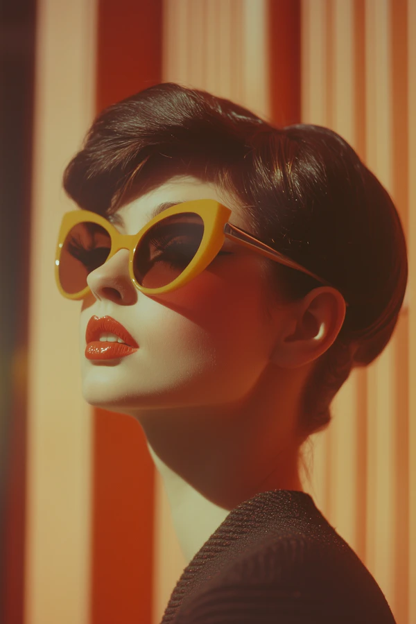 Striking Woman with Cat-Eye Sunglasses