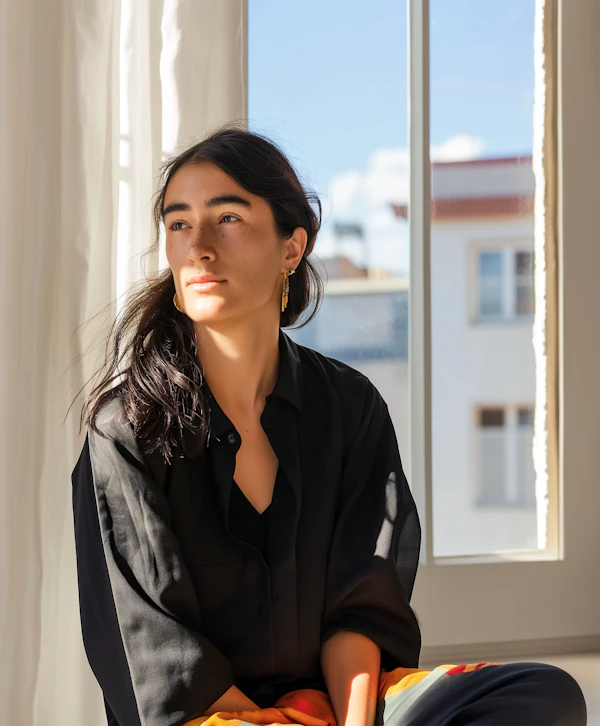 Contemplative Woman by Window