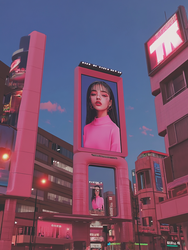 Vibrant Urban Scene with Digital Billboards