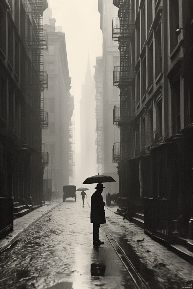 Rainy City Alley Solitude